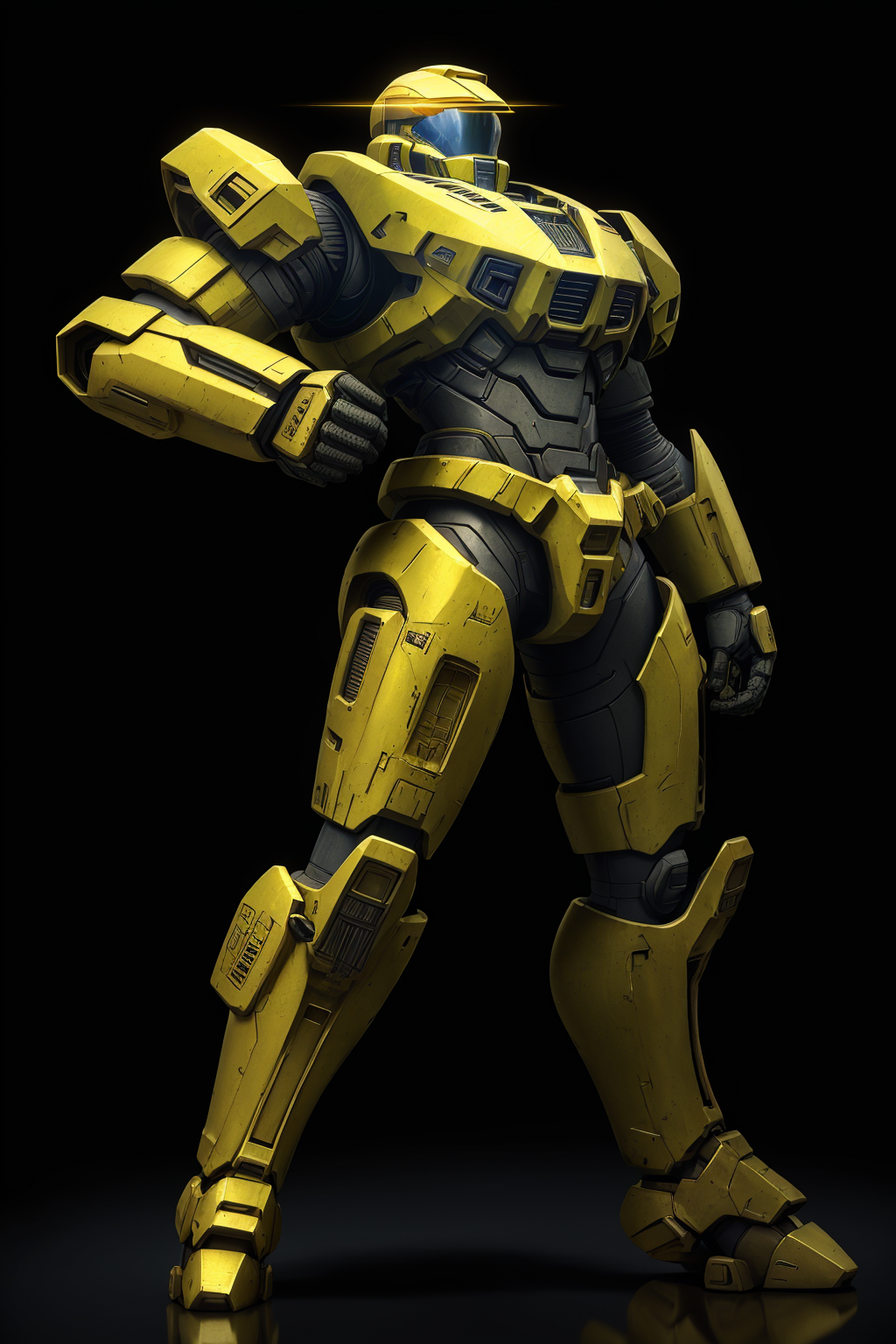 03028-3865903853-4K, Masterpiece, highres, absurdres, _edgHalo, solo, standing, full body, yellow eyes, armor, no humans, glowing, robot, black b.png